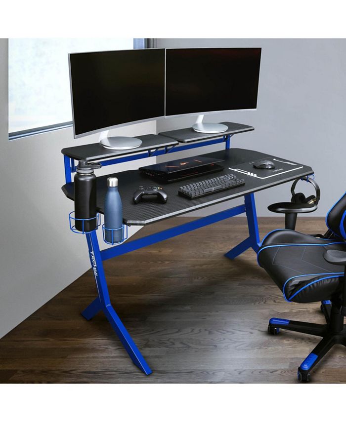 Simplie Fun Blue Stryker Gaming Desk, Blue