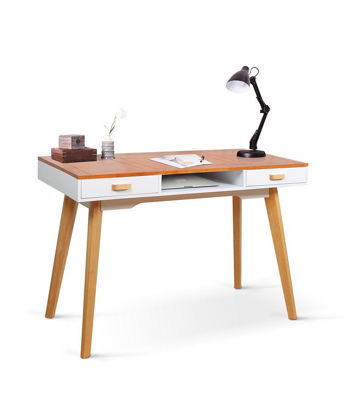 Simplie Fun Wooden Vanity table Makeup Dressing Desk Writing Desk Computer Table with Solid Wood Top Panel