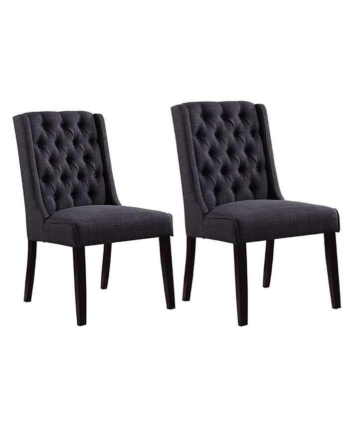 Best Master Furniture Newport Upholstered Side Chairs with Tufted Back, Set of 2