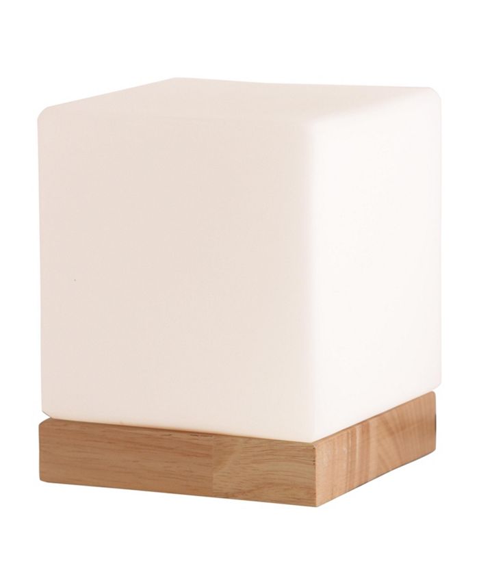 LIGHTACCENTS Felix Glass Square Table Lamp - Glass Shade With Natural Wooden Base