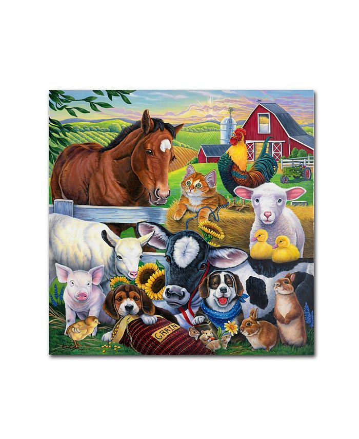 Trademark Global Jenny Newland 'Farm Friends' Canvas Art, 14" x 14"