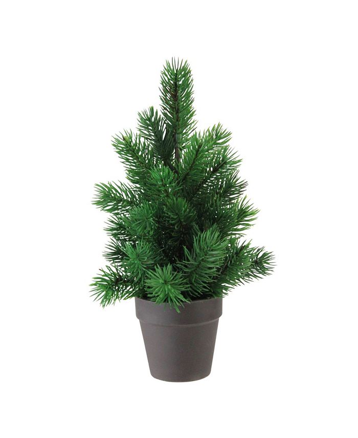 Northlight 11" Matte Finish Mini Pine Christmas Tree in Dark Coffee Brown Vase