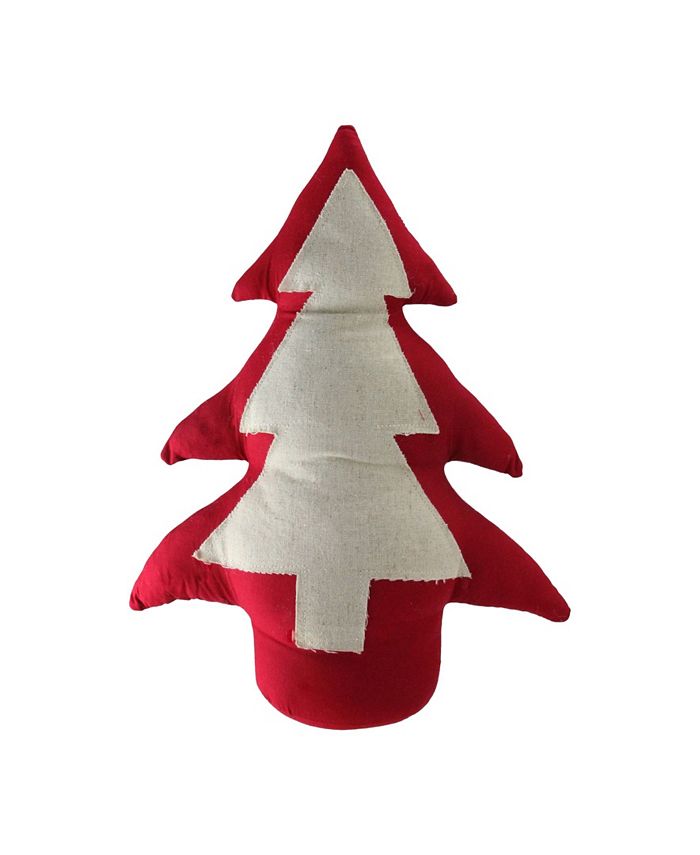 Northlight 15" Red and Neutral Weighted Base Christmas Tree Tabletop Decoration