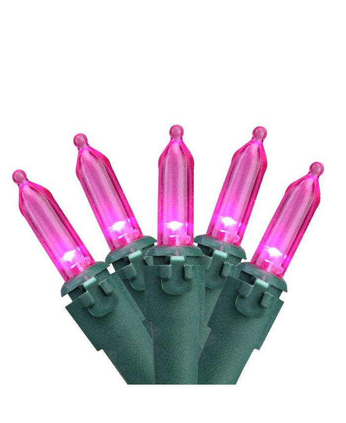Northlight Set of 50 Pink LED Mini Christmas Lights 4" Spacing - Green Wire