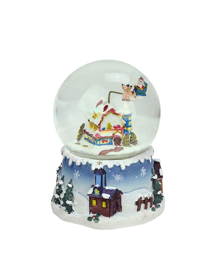 Northlight 5.5" Santa Claus on Sleigh and Snowy Village Rotating Musical Christmas Water Globe Dome