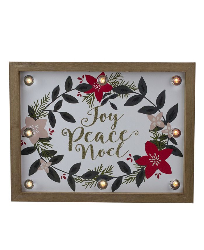 Northlight Framed Floral "Joy Peace Noel" Wooden Christmas Wall Plaque