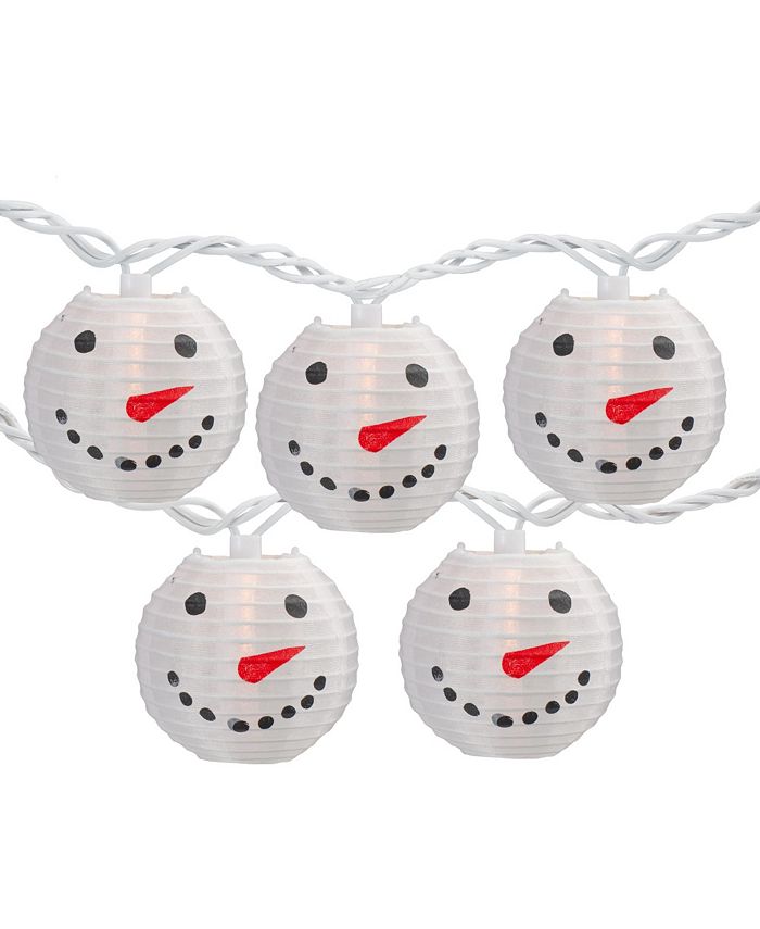 Northlight 10 Count Snowman Paper Lantern Christmas Lights With Wire Set, 8.5'