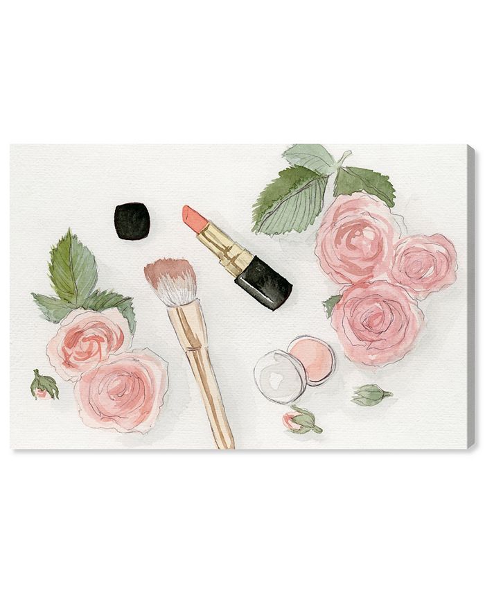 Oliver Gal Watercolor Roses and Makeup Giclee Print on Gallery Wrap Canvas Art