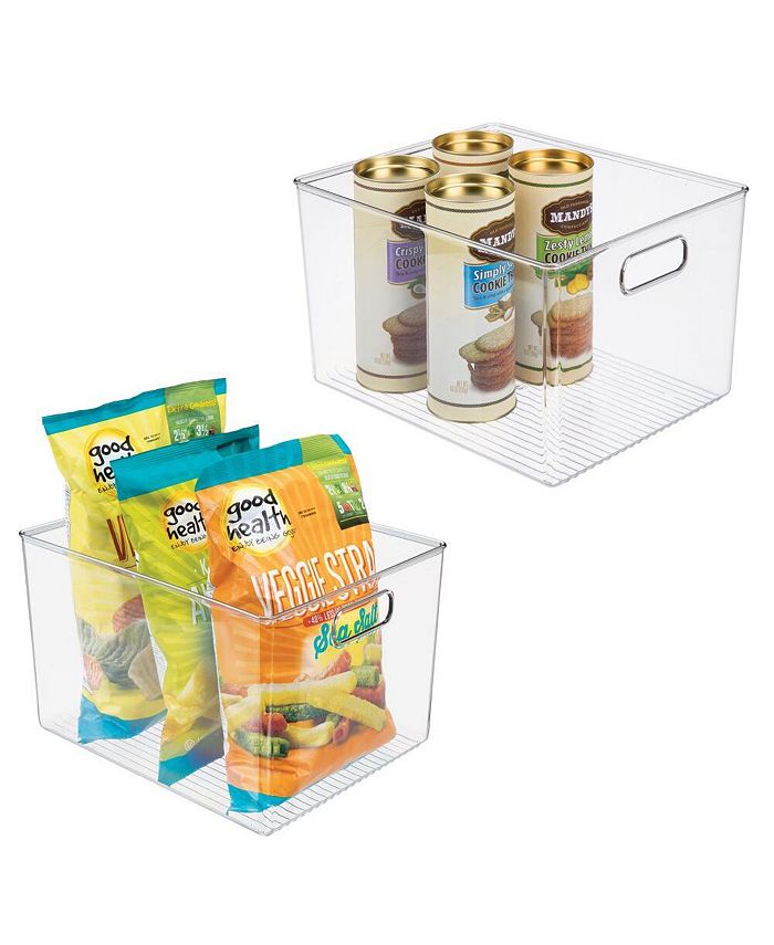 mDesign Plastic Kitchen Pantry Storage Organizer Container Bin - 2 Pack - Clear