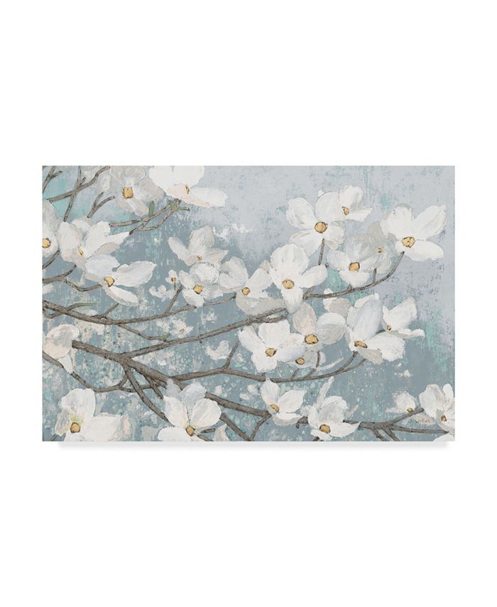 Trademark Global James Wiens Dogwood Blossoms Ii Blue Gray Crop Canvas Art - 37" x 49"