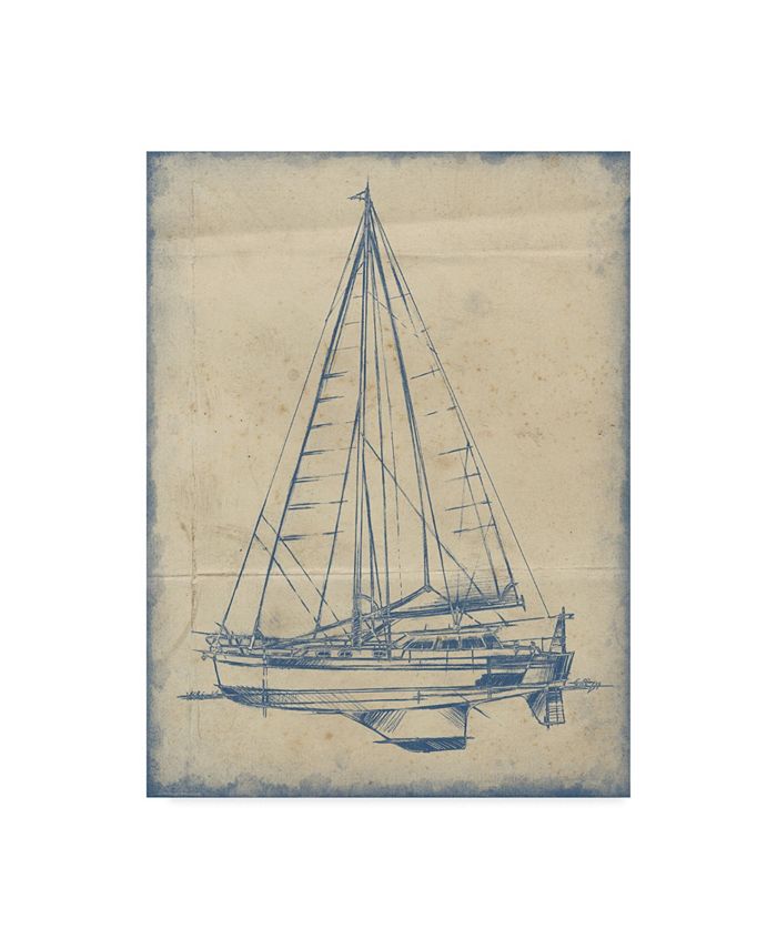 Trademark Global Ethan Harper Yacht Blueprint I Canvas Art - 15" x 20"