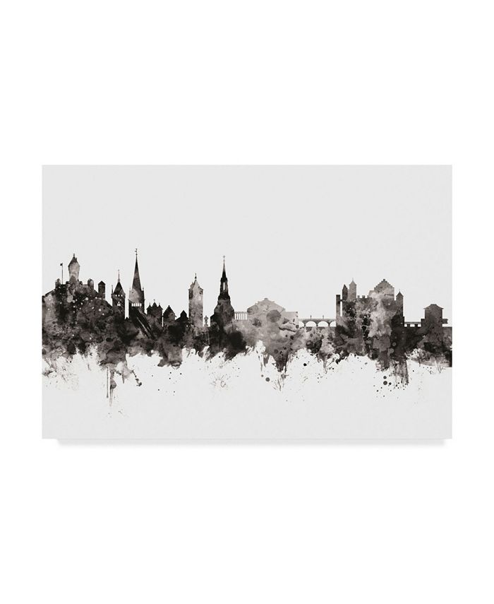 Trademark Global Michael Tompsett Schaffhausen Switzerland Skyline Black White Canvas Art - 15" x 20"