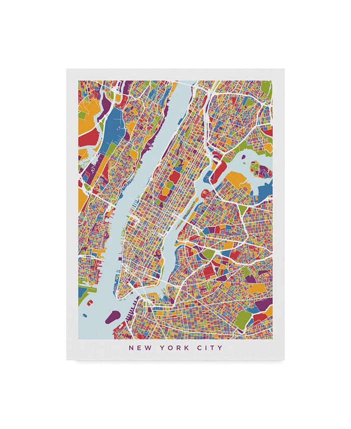 Trademark Global Michael Tompsett New York City Street Map II Canvas Art - 15" x 20"