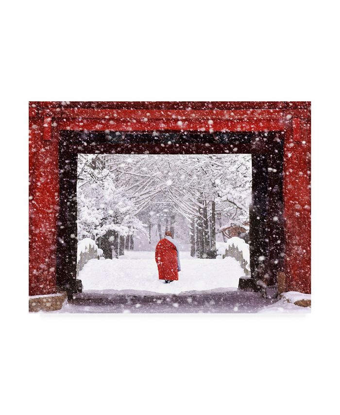 Trademark Global Bongok Namkoong Monk in Snowy Day Canvas Art - 15" x 20"
