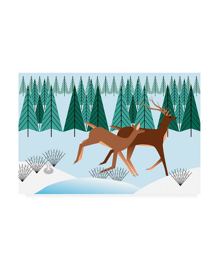 Trademark Global Marie Sansone Romping Reindeer Canvas Art - 20" x 25"