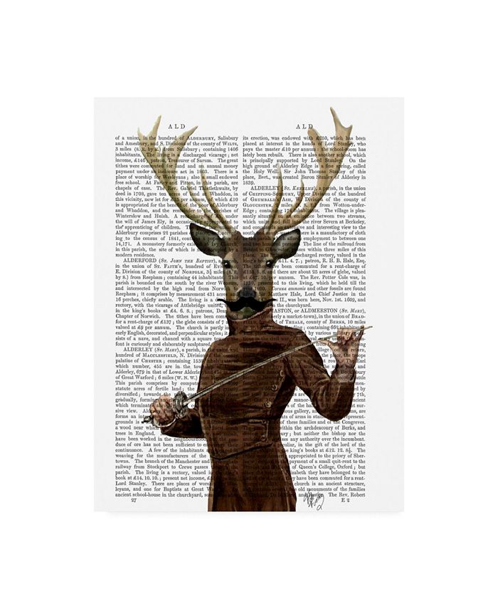 Trademark Global Fab Funky Fencing Deer, Portrait Canvas Art - 19.5" x 26"