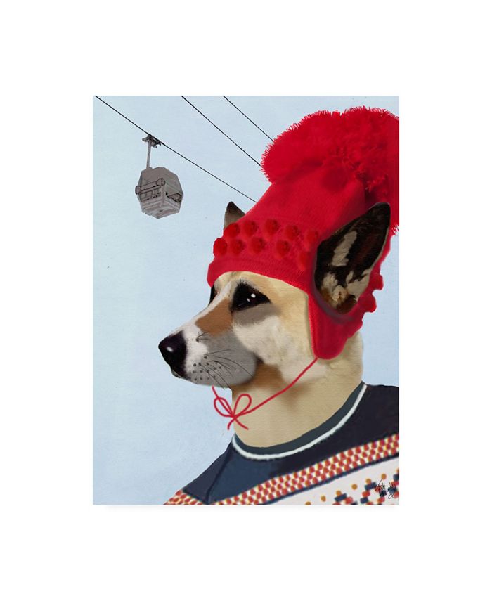 Trademark Global Fab Funky Dog in Ski Sweater Canvas Art - 15.5" x 21"