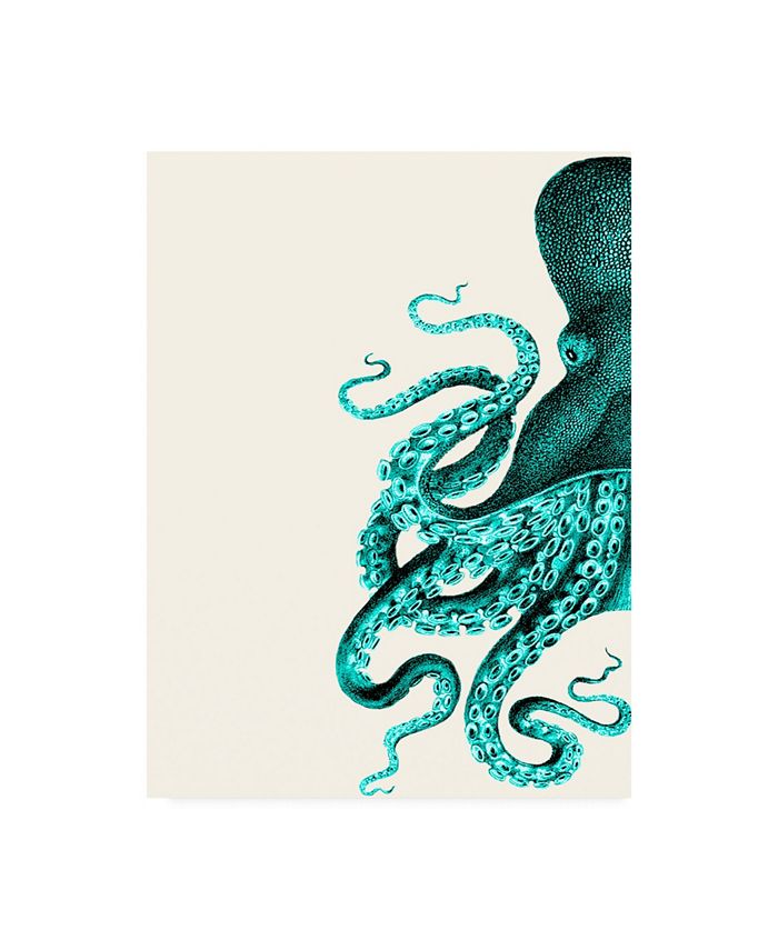 Trademark Global Fab Funky Octopus Green and Cream a Canvas Art - 19.5" x 26"