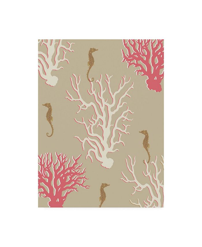 Trademark Global Fab Funky Coral and Seahorse in Beige Canvas Art - 27" x 33.5"