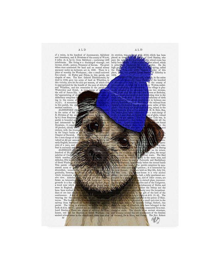 Trademark Global Fab Funky Border Terrier with Blue Bobble Hat Canvas Art - 27" x 33.5"