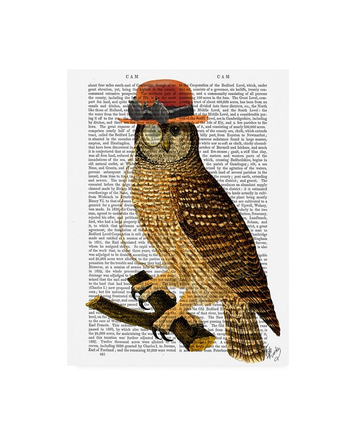 Trademark Global Fab Funky Owl with Steampunk Style Bowler Hat Canvas Art - 15.5" x 21"