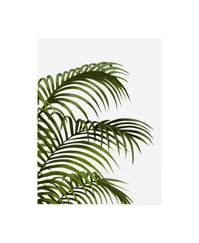 Trademark Global Fab Funky Palm Leaf 1, Green on White Canvas Art - 15.5" x 21"