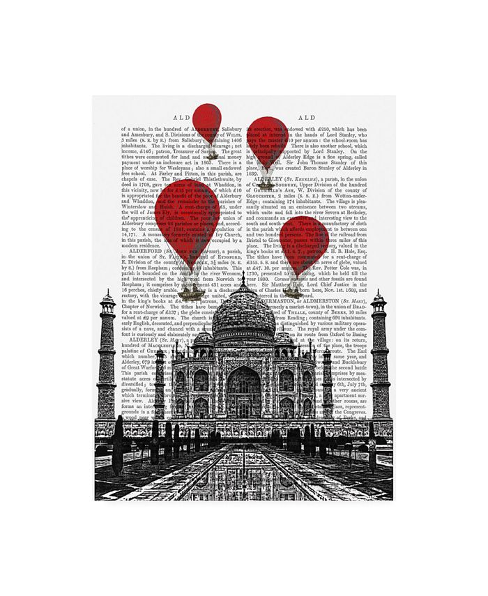 Trademark Global Fab Funky Taj Mahal and Red Hot Air Balloons Canvas Art - 27" x 33.5"