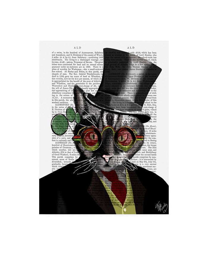 Trademark Global Fab Funky Steampunk Cat Top Hat and Red Glasses Canvas Art - 27" x 33.5"
