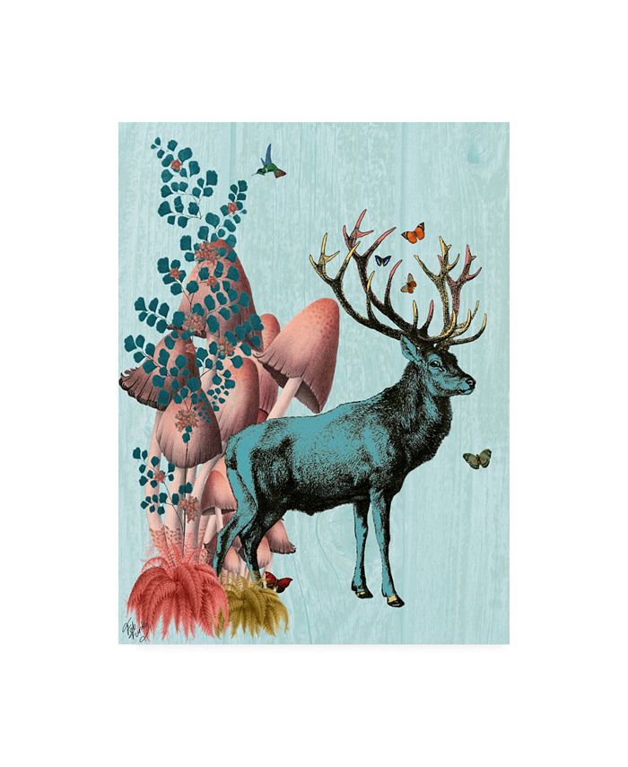 Trademark Global Fab Funky Turquoise Deer in Mushroom Forest Canvas Art - 36.5" x 48"