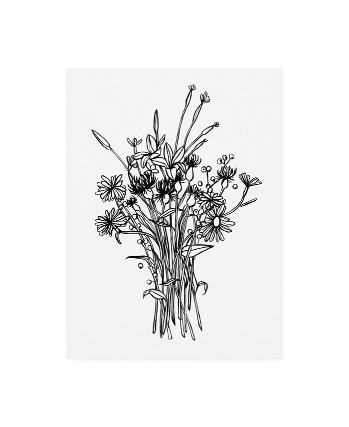 Trademark Global Emma Scarvey Black and White Bouquet I Canvas Art - 15.5" x 21"