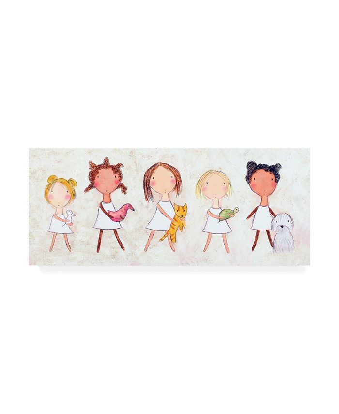 Trademark Global Carla Sonheim Girls with Pets Canvas Art - 27" x 33.5"