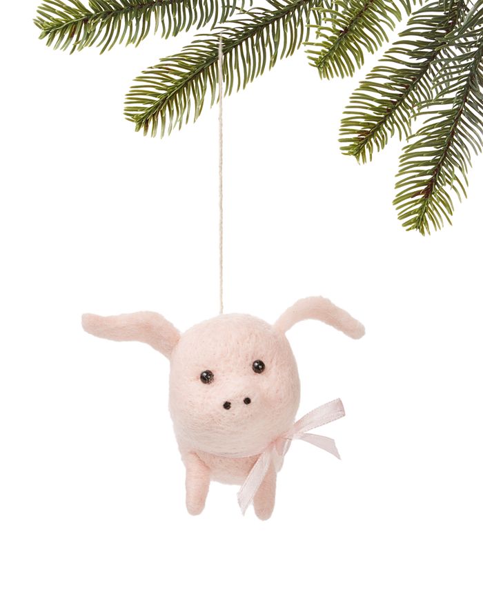 Holiday Lane Milk Paint Pink Felt Pig Ornament