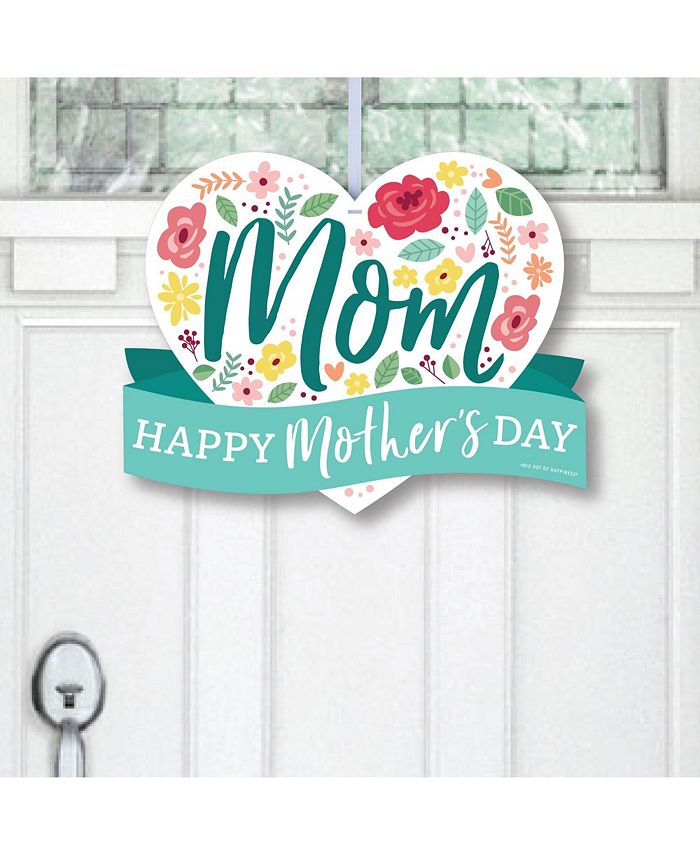 Big Dot of Happiness Colorful Floral Happy Mother's Day - Hanging Outdoor Front Door Decor 1 Pc Sign