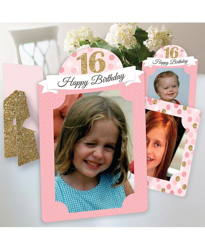 Big Dot of Happiness Sweet 16 Birthday Party 4x6 Picture Display Paper Photo Frames 12 Ct