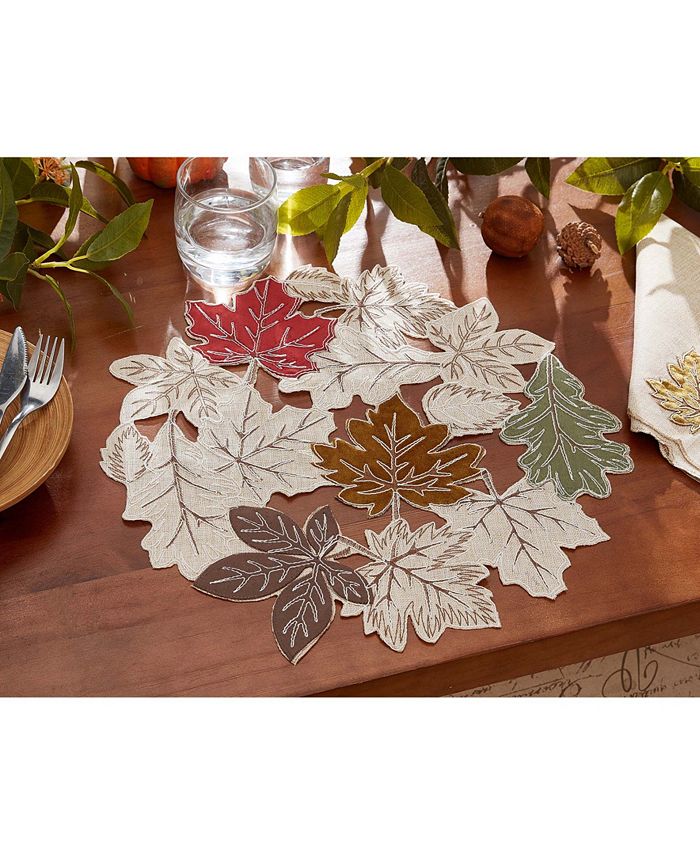 Elrene Happy Fall Leaves Cutwork Allover Rectangle Placemat