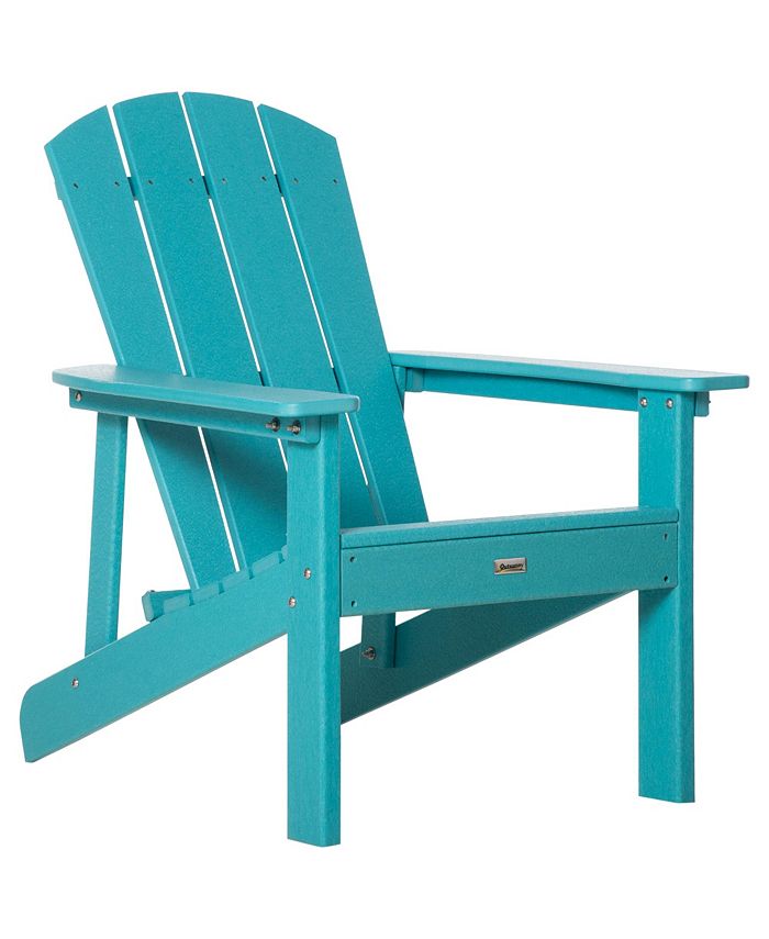 Outsunny Oversized Adirondack Chair, Outdoor Fire Pit & Porch Seating, Wide Seat, Plastic Lounge for Patio, Backyard, Garden, Lawn, Deck, Turquoise