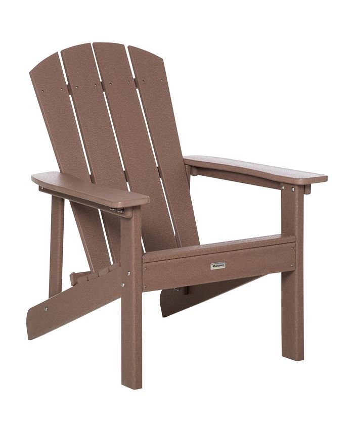 Outsunny Oversized Adirondack Chair, Outdoor Fire Pit & Porch Seating, Wide Seat, Plastic Lounge for Patio, Backyard, Garden, Lawn, Deck, Brown