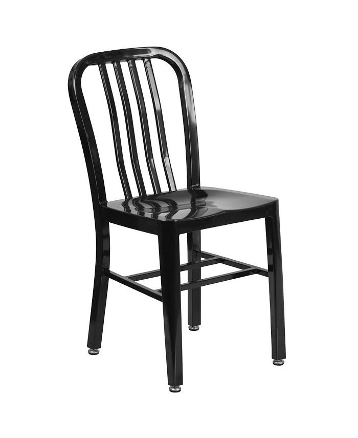 MERRICK LANE Santorini 18 Inch Galvanized Steel Indoor/Outdoor Dining Chair With Slatted Back And Powder Coated Finish