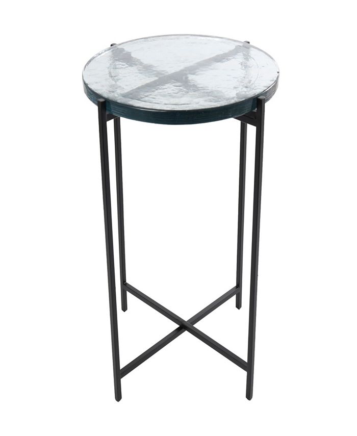 Rosemary Lane 24" Metal with Textured Glass Tabletop X-Shaped Accent Table