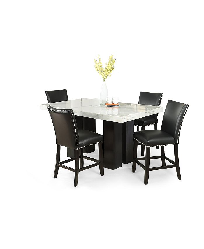 Furniture Camila 70" Rectangle Counter Height Table and Black Counter Chair 5-Piece Set