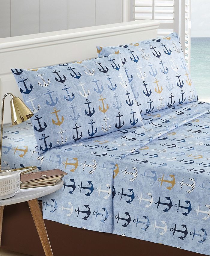 Harper Lane Anchors Away Microfiber 3 Piece Sheet Set, Twin