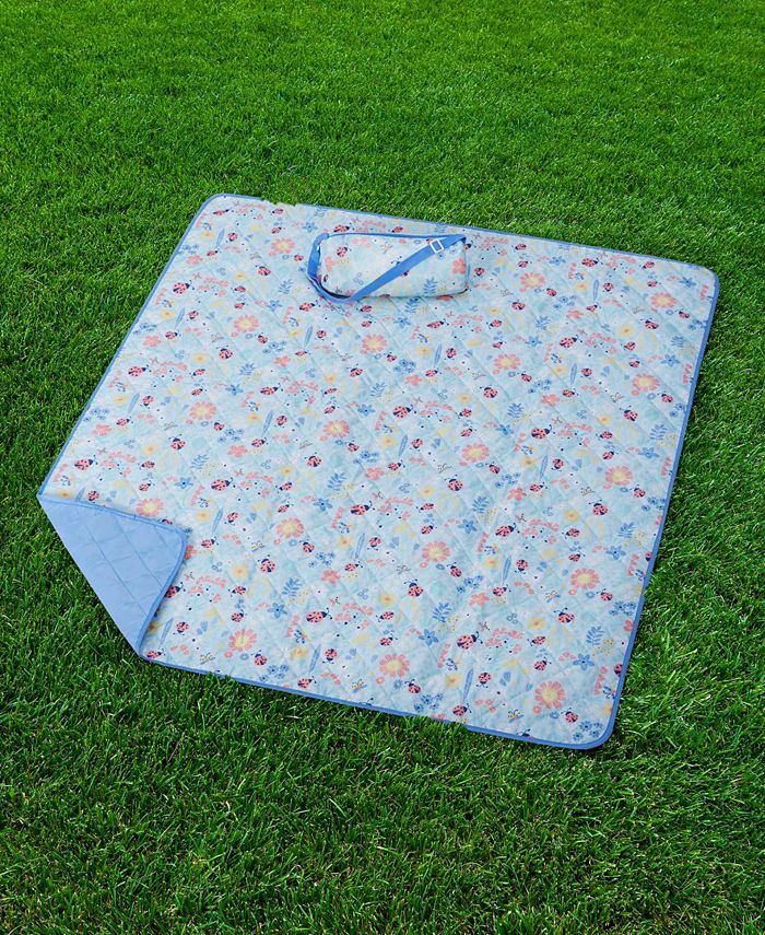 JLA Home Lady Bug Garden Printed Picnic Blanket & Tote Set, 50" x 60"