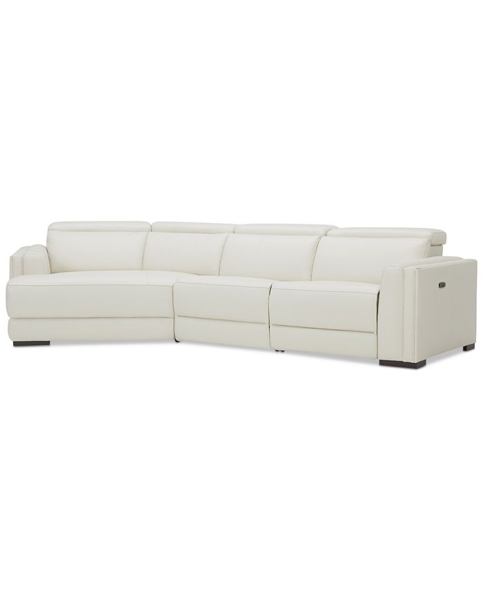 Furniture Jenneth 3-Pc. Leather Sofa with 2 Power Motion Recliners and Cuddler