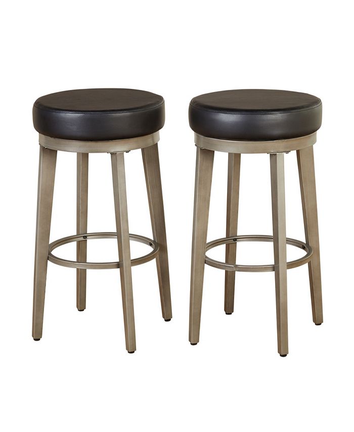 Buylateral Angelo Home Linden Leather Swivel Stool Set of 2