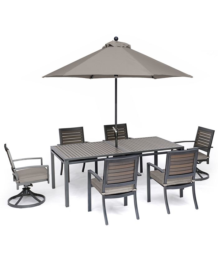 Agio CLOSEOUT! Marlough II Outdoor Aluminum 7-Pc. Dining Set (84" x 42" Dining Table, 4 Dining Chairs and 2 Swivel Rockers)