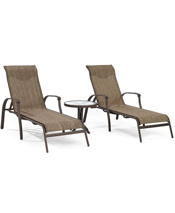 Furniture Oasis Outdoor Aluminum 3-Pc. Chaise Set (2 Chaise Lounges and 1 End Table)