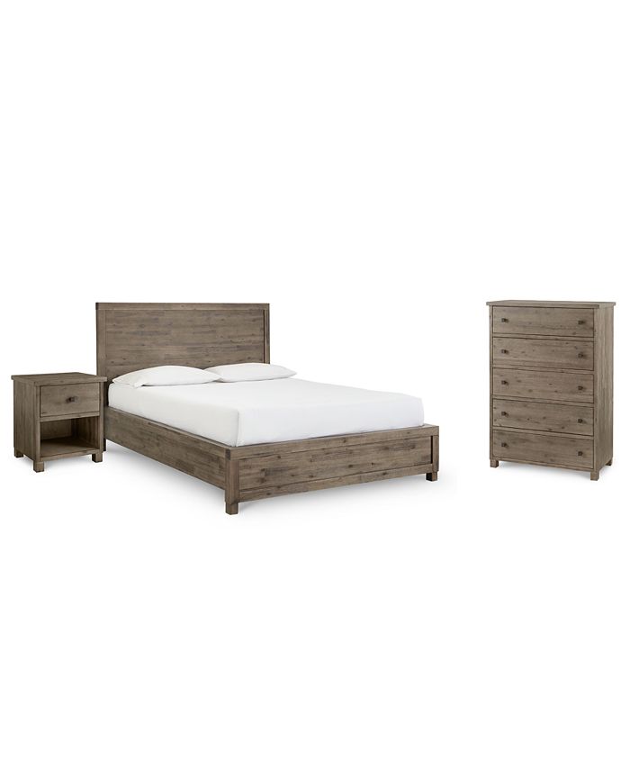 Furniture Canyon Platform Bedroom Furniture, 3 Piece Bedroom Set, (California King Bed, Chest and Nightstand)