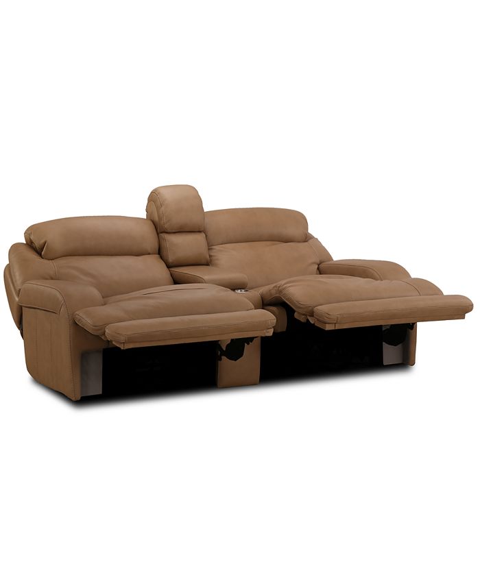 Furniture CLOSEOUT! Daventry 97" 3-Pc. Leather Sectional Sofa With 2 Power Recliners, Power Headrests, Console And USB Power Outlet