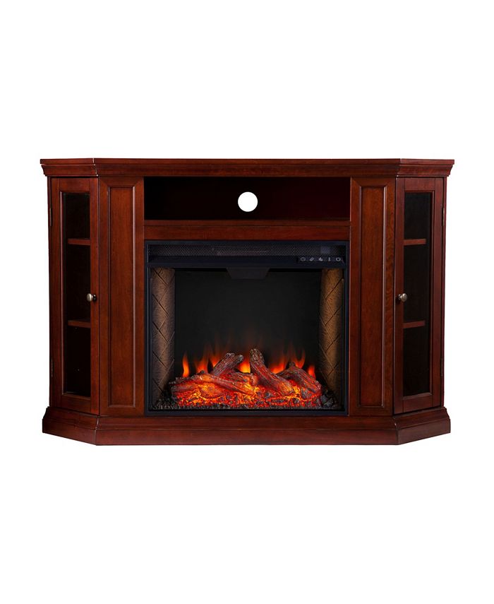 Southern Enterprises Stonington Alexa-Enabled Corner Convertible Electric Fireplace with Storage