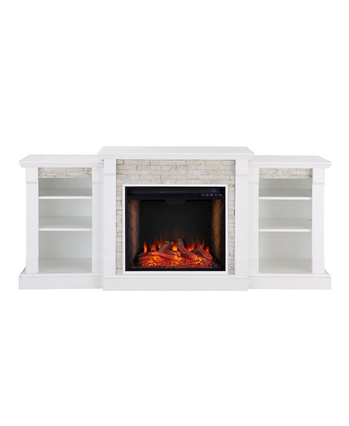 Southern Enterprises Wyndcliffe Alexa-Enabled Electric Fireplace with Bookcases